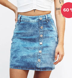 Ofertas de Falda de jean con botones talla 10 