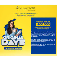 Ofertas de Bono de $200.000 pesos para estudiar en la Universidad Minuto de Dios