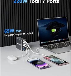 Ofertas de Estación de carga rápida USB C 7 puertos 65W 