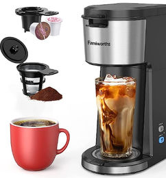 Ofertas de Famiworths Cafetera caliente y fría taza K y molida, con descalcificación y autolimpieza