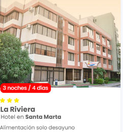 Ofertas de Hotel La Riviera 2x1 con desayuno ( 3 noches 4 días )