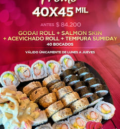 Ofertas de 40 bocados de sushi por 45 mil pesos en Hanashi Sushi Bar