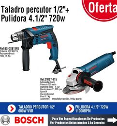 Ofertas de Kit Taladro Percutor 720W  +  Pulidora - Bosch