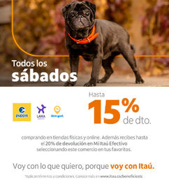 Ofertas de Sábados de Mascotas Itaú - 15% de Descuento LAIKA - PUPPIS - WAKYPET 