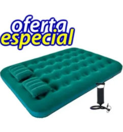 Ofertas de Colchón Inflable FAMILIAR+ Inflador + Parche  + 2 almohadas