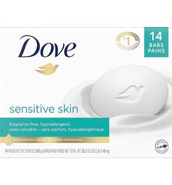 Ofertas de Dove - 14 barras de Jabón hidratante para pieles sensibles - CUPON