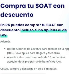 Ofertas de SOAT CON DESCUENTO CON R5