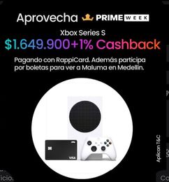 Ofertas de Consola XBOX Series S + 1% de Cashback + Participar Boletas Concierto de Maluma  