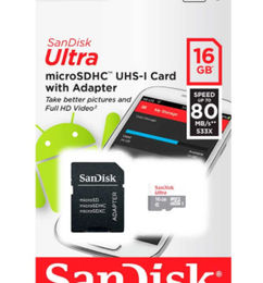 Ofertas de MEMORIA 16GB  MICRO SD MARCA SANDISK + ADAPTADOR 