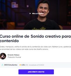 Ofertas de Curso online de Sonido creativo para contenido - en Crehana Gratis