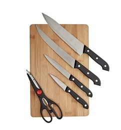 Ofertas de Set de  4 Cuchillos + Tabla + Tijeras 