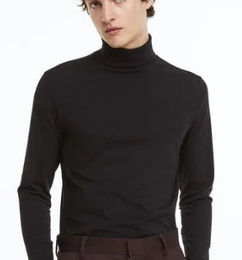 Saco de cuello tortuga en algodon Negro Slim Fit H M OFERTU