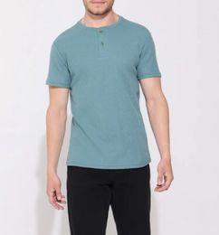 Ofertas de Camiseta Manga Corta Unicolor Cuello Henley