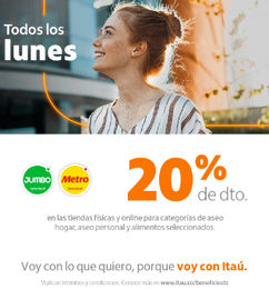 Ofertas de Lunes Itaú 20% de Descuento en Metro y Jumbo 