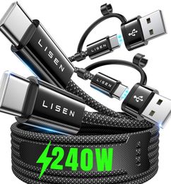 Ofertas de LISEN Cable USB C a USB C de 240 W [paquete de 2 unidades de 6.6 pies/2]