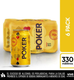 Ofertas de Cerveza Sixpack Lata POKER 1980 ml