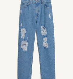 Ofertas de Jean Straight Con Rotos Y Ruedo Desflecado