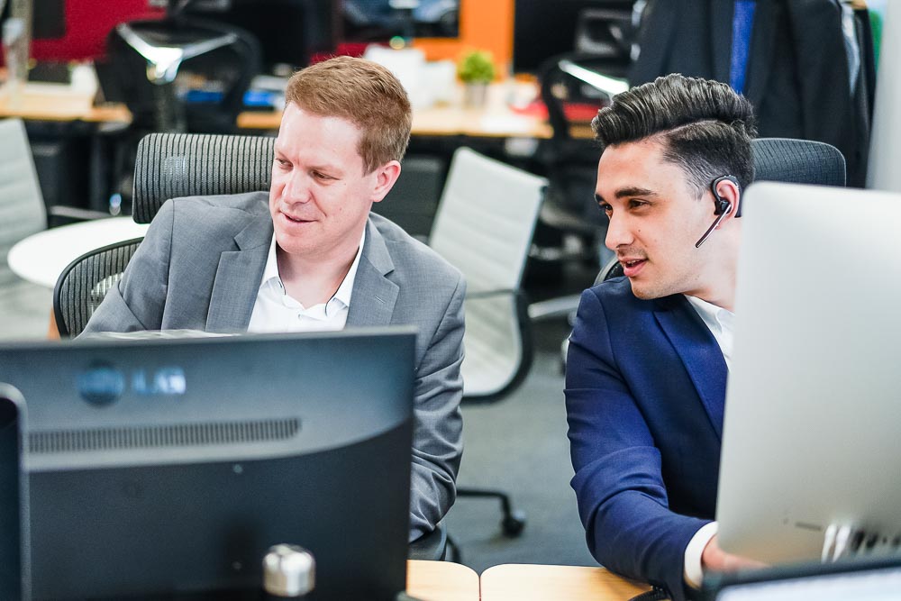 Our team members Andy and Tom working at Office Hub