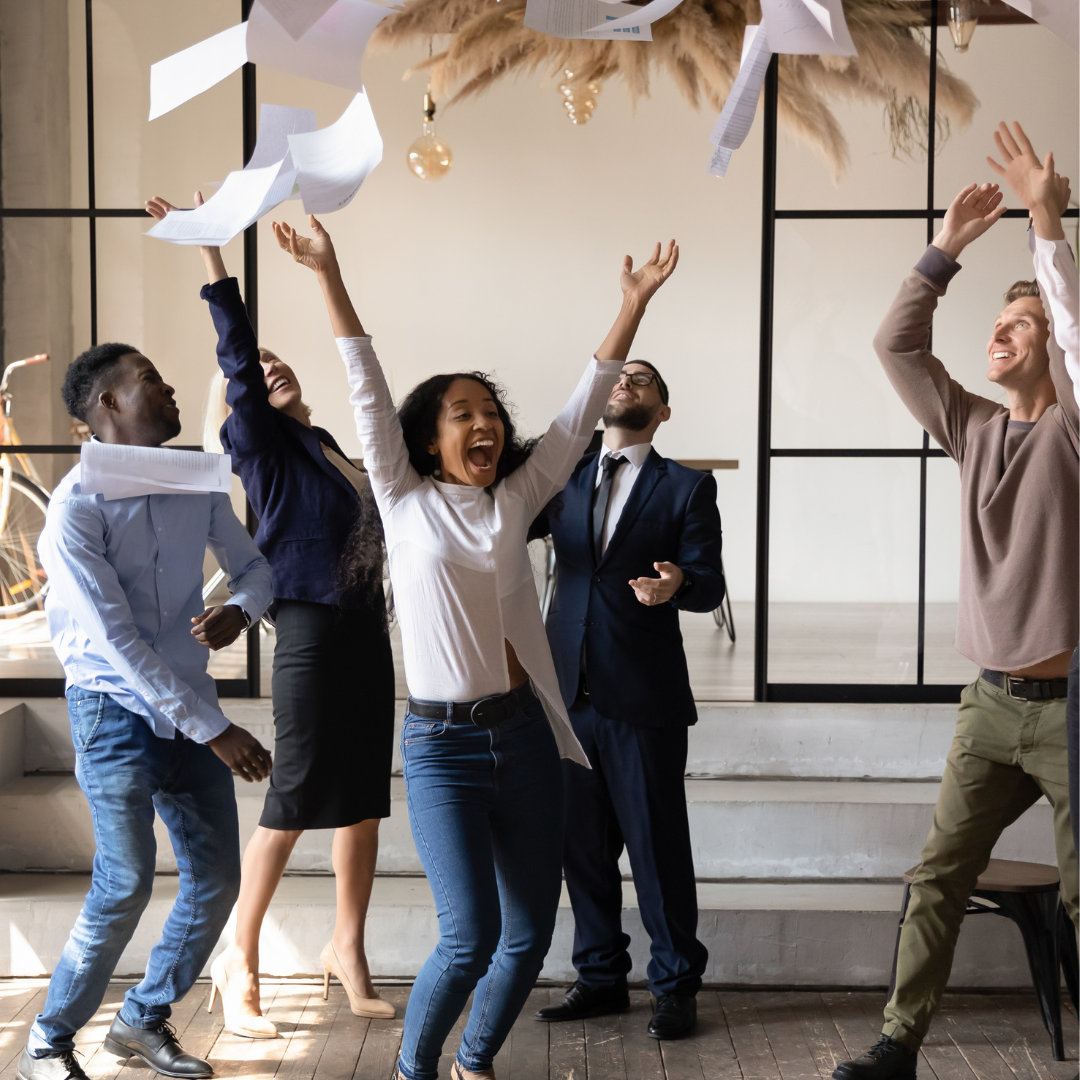 employees celebrating