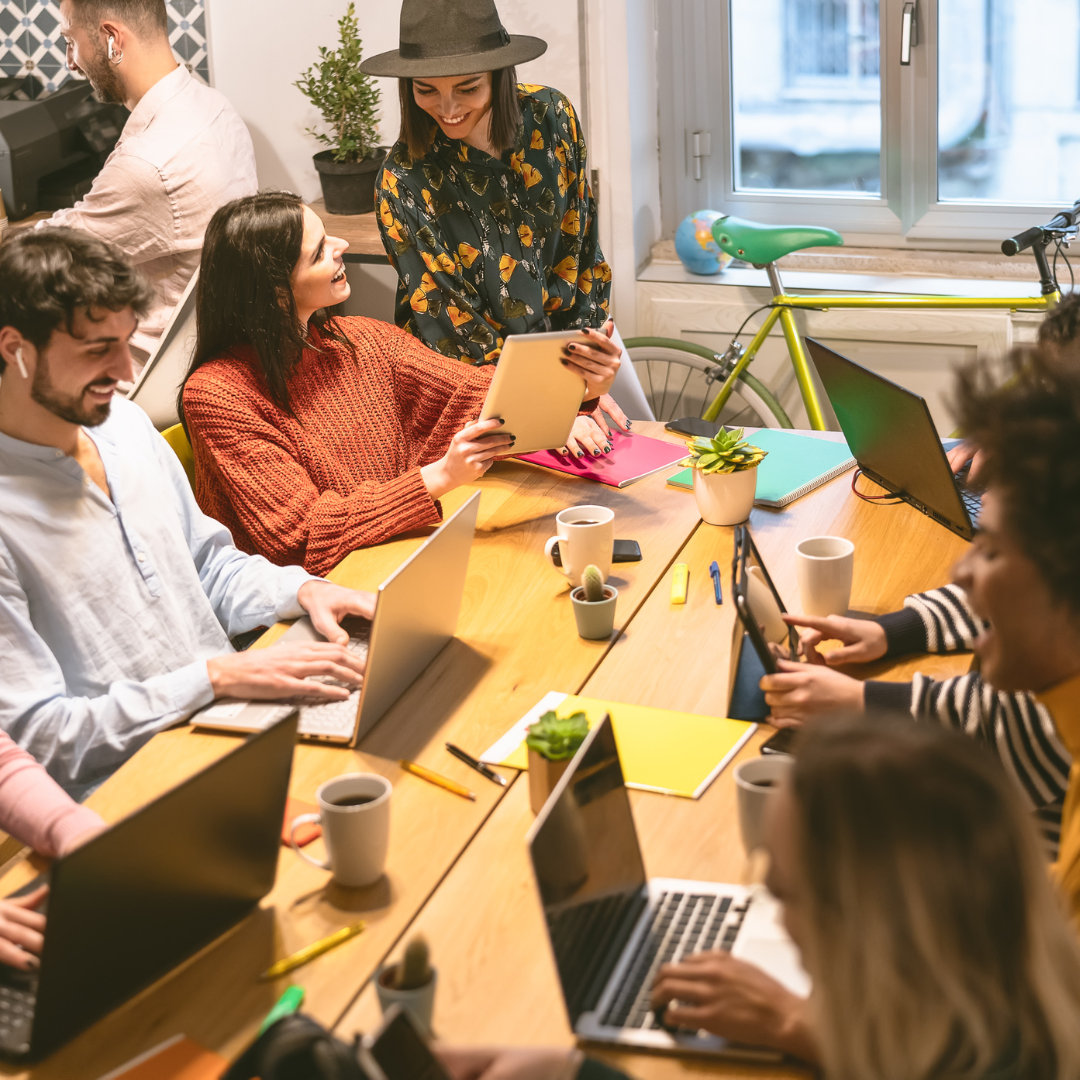 employees having some interaction while working