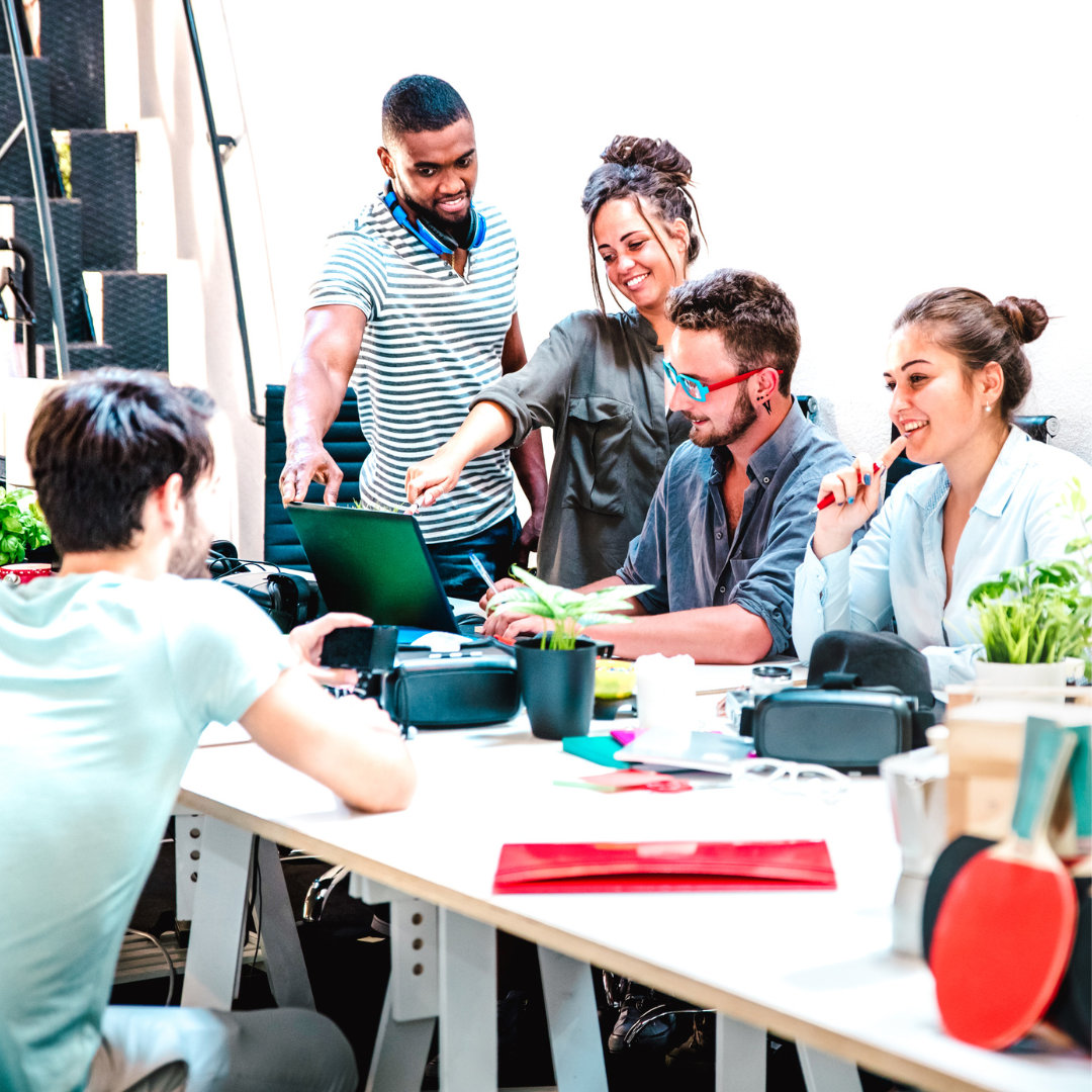 people discussing flexible workspace vs coworking space