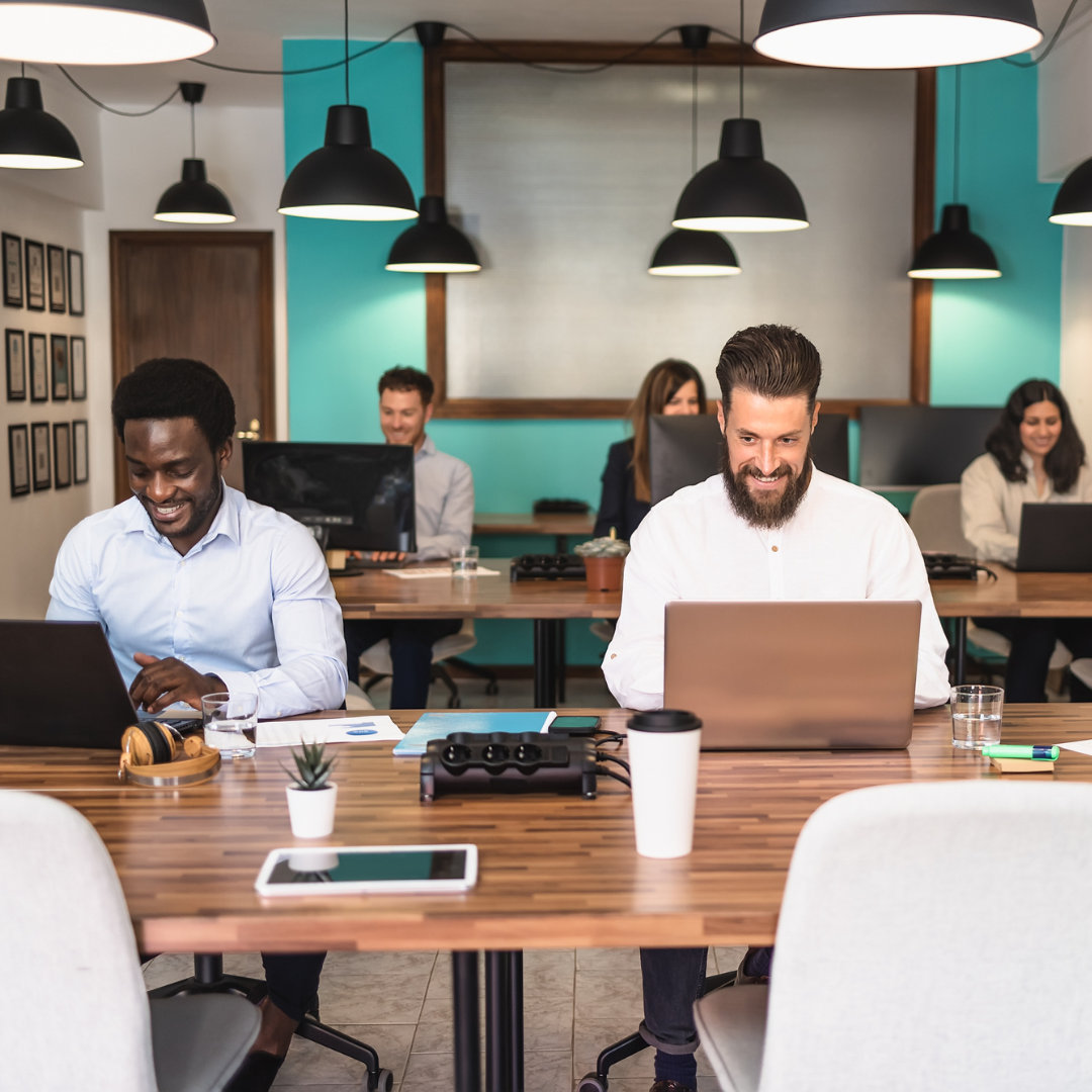 employees working in a coworking space