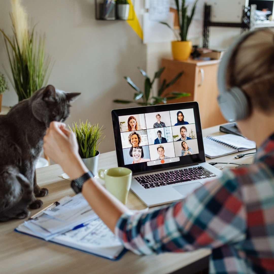 a woman in a work-from-home setup