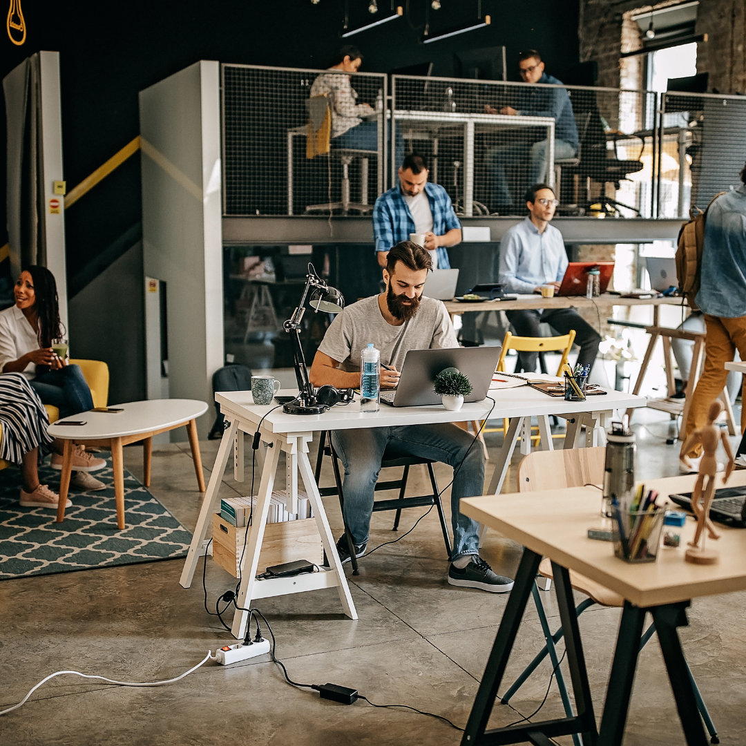 employees working in a shared office