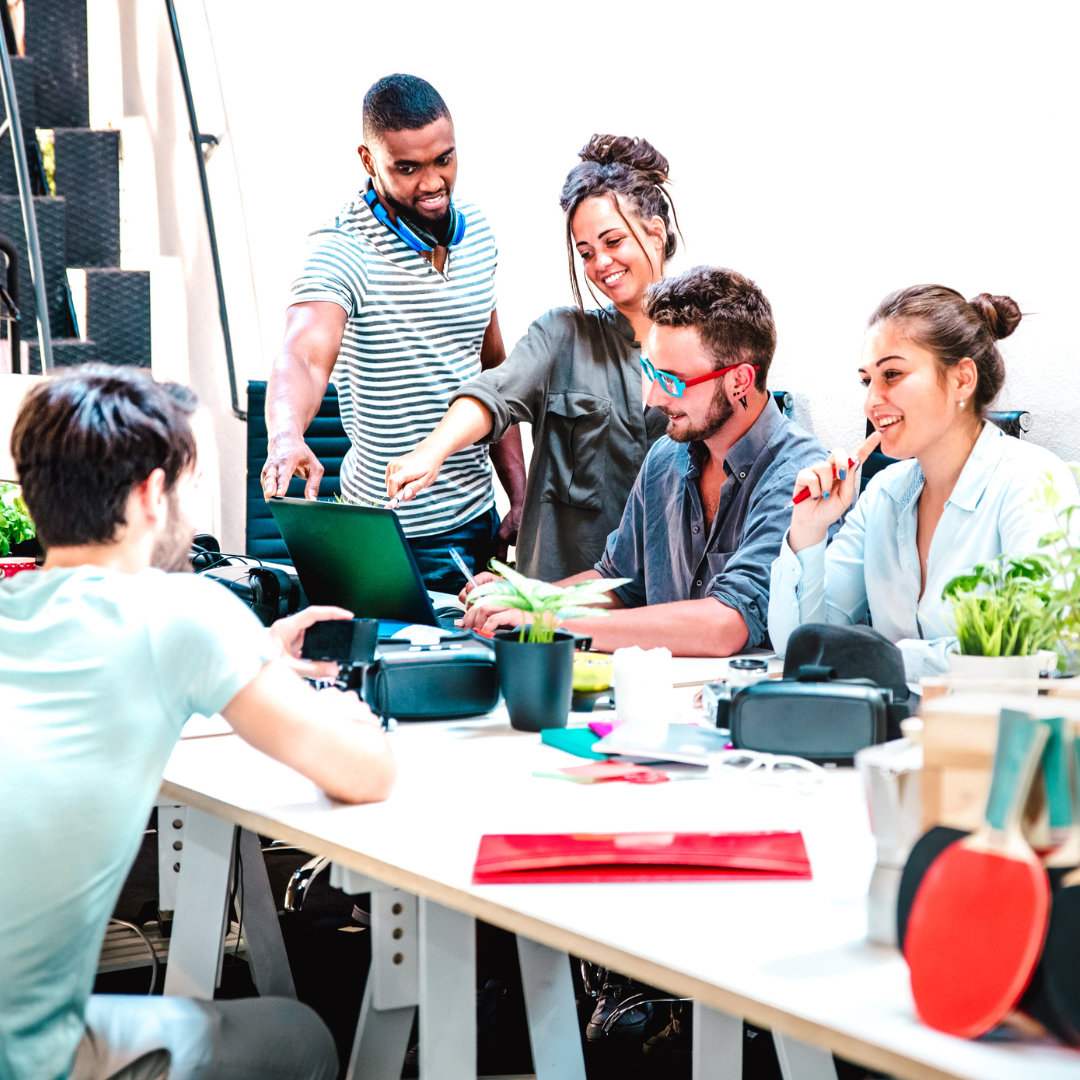 employees interacting with each other