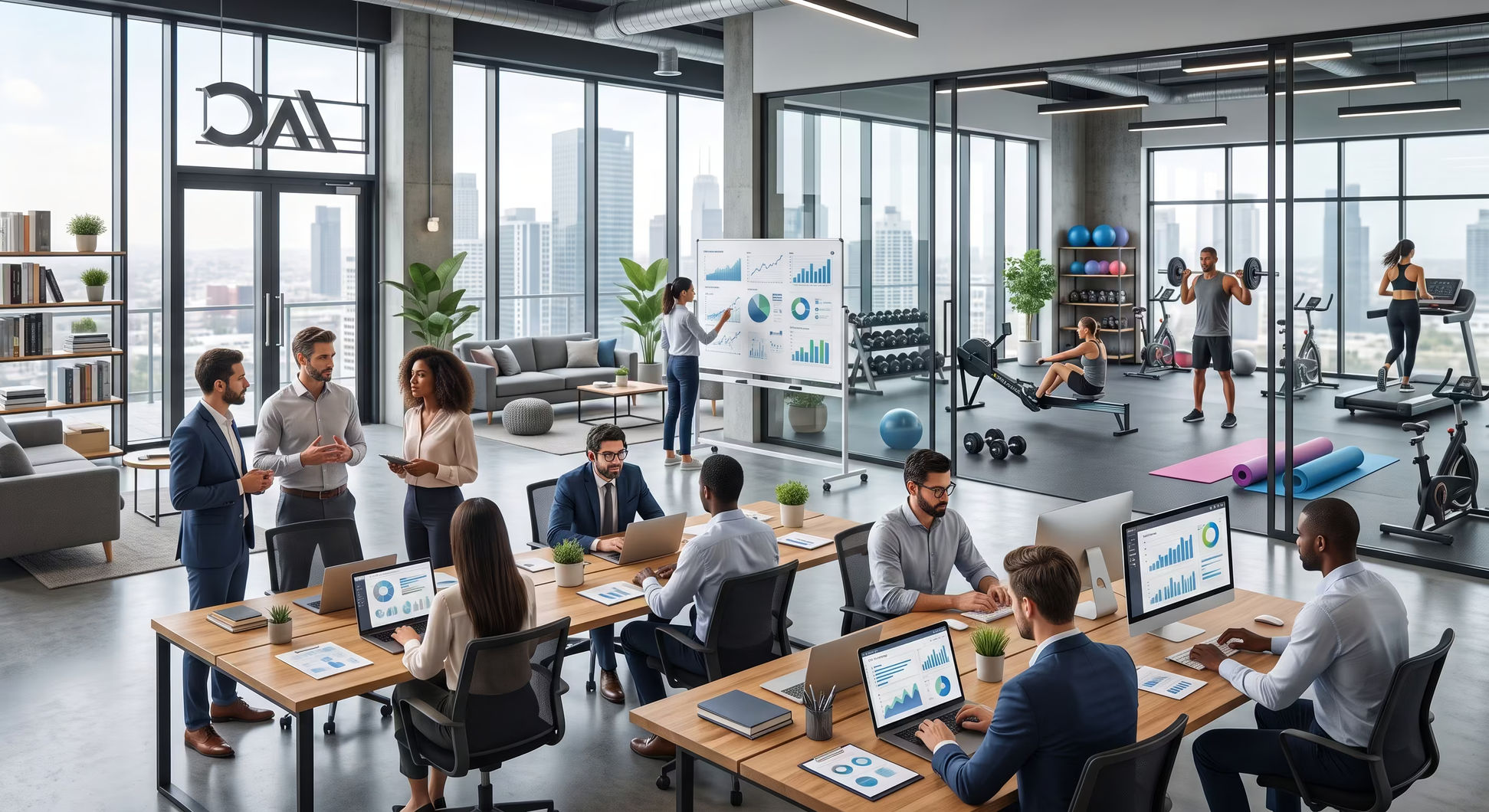 coworking space with gym