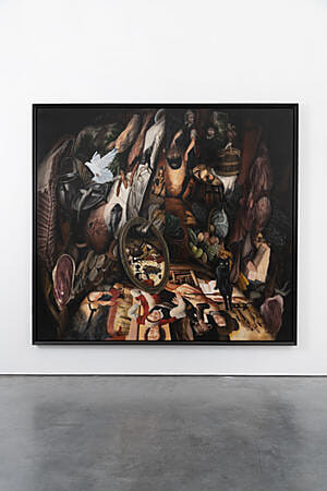 Munan �vrelid, Buttons unbuttoned and empty plates, 2023, 200 x 220 cm