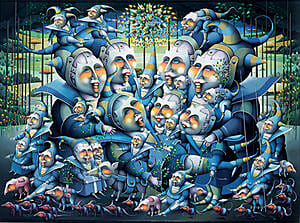 Terje Ythjall, Festdeltager legges midlertidig til hvile, 2001, 110 x 150 cm