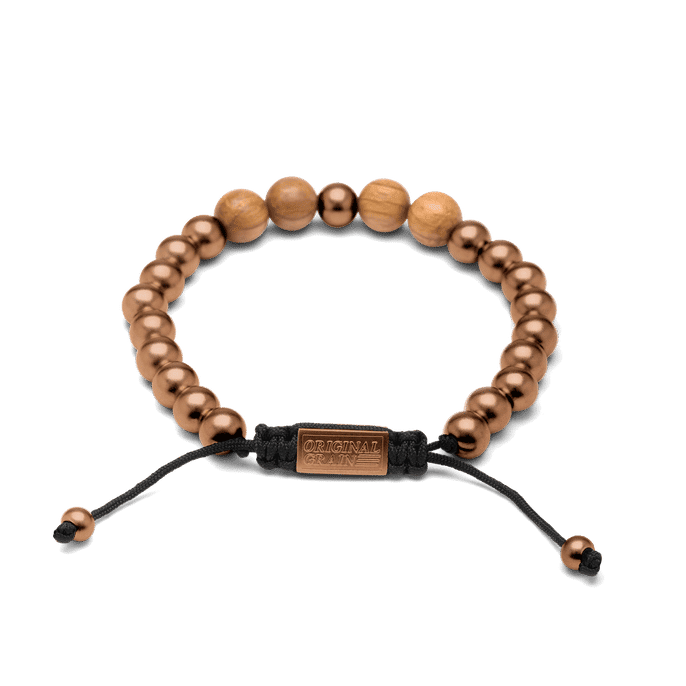 Whiskey Espresso Macrame Bracelet 8mm Clasp by Original Grain