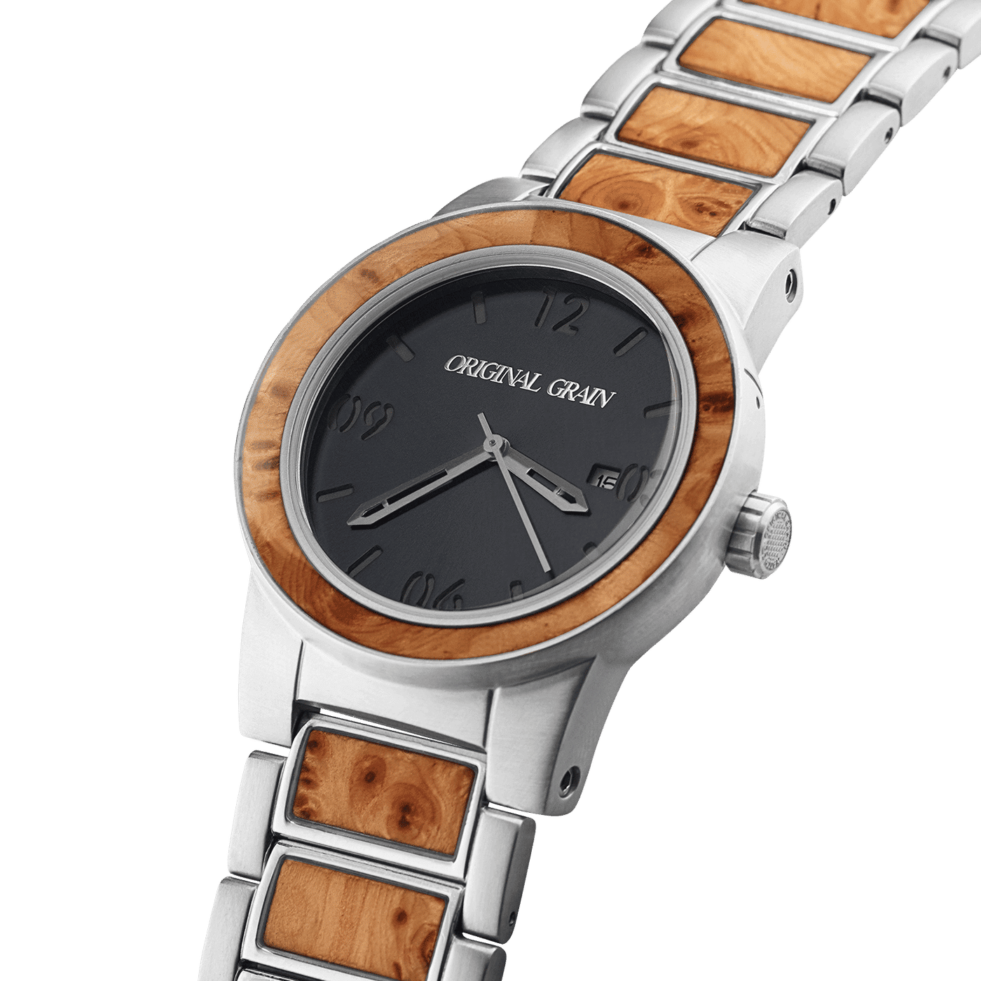 Burlwood Silver Barrel 42mm by Original Grain