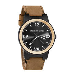 Maple Wood Brown Leather Barrel 47mm