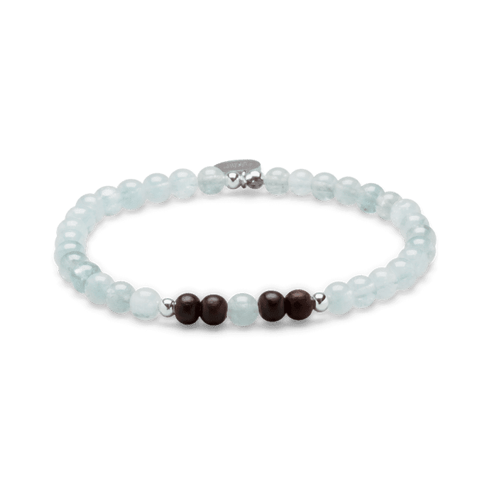 Ebenholz-Aquamarin-Damen-Charm-Armband 4 mm