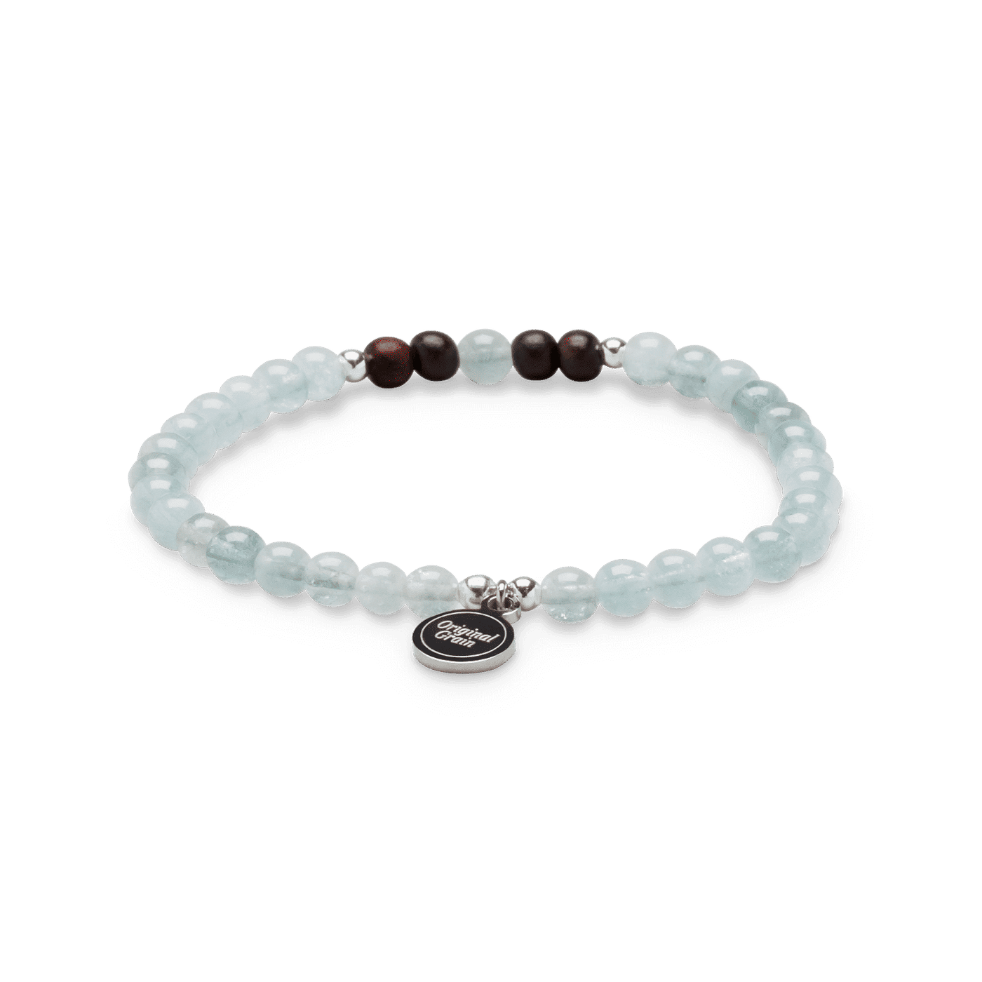 Ebenholz-Aquamarin-Damen-Charm-Armband 4 mm