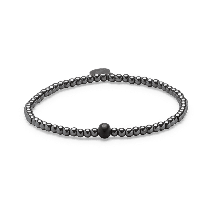 Ebony Hematite Womens Charm Bracelet 3mm