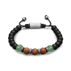 Rockaway Beach Onyx Steel Macrame Bracelet 8mm by Original Grain
