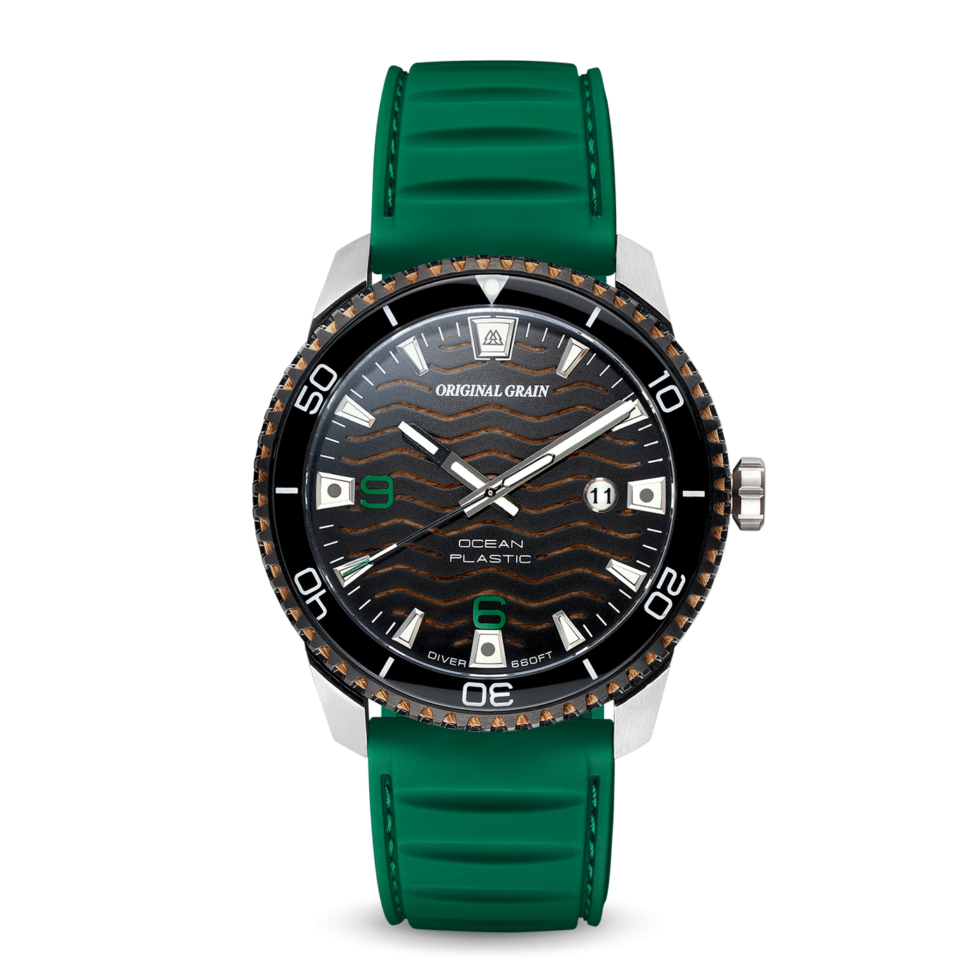 Teakholz Green Ocean Plastic Diver 44mm
