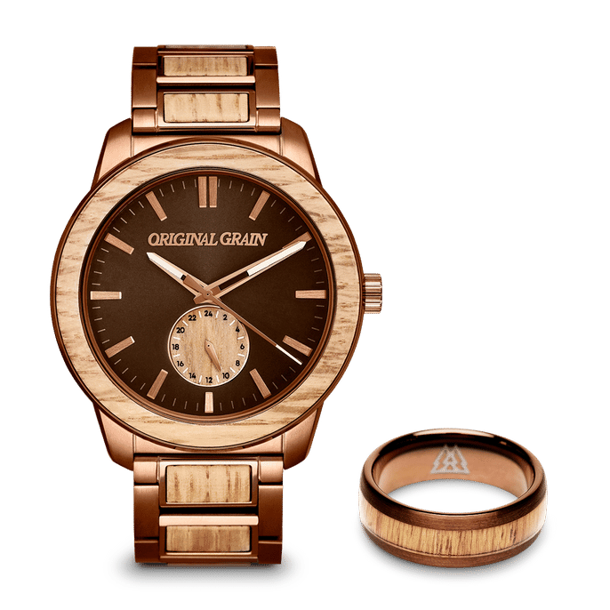 Reclaimed Whiskey 46 Watch + Ring Bundle