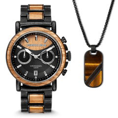 Koa Chrono + Tiger's Eye Pendant Bundle