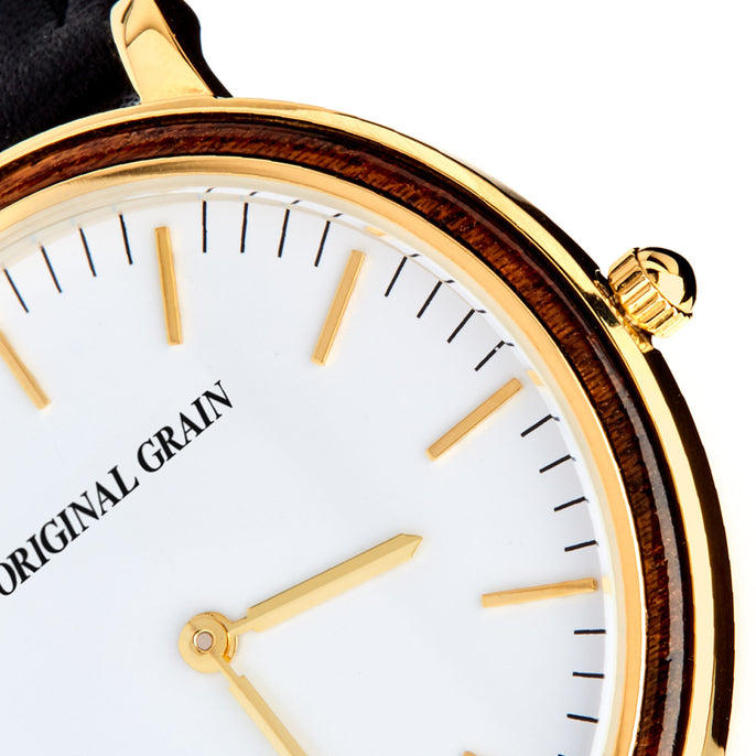 Ebony wood bezel and white dial
