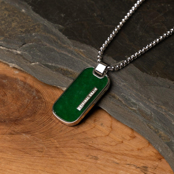 Jade Silver Dog Tag