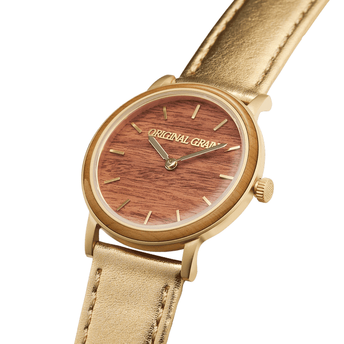 Lola Burlwood Gold Damen Avalon 34mm