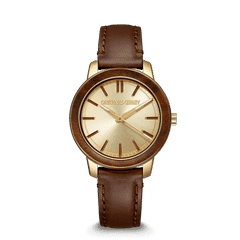 Ebenholzgoldfarbener Damen-Lederschaft 36 mm