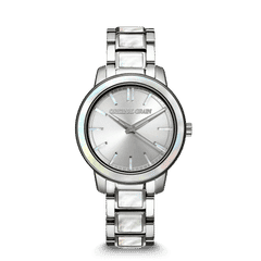 Perlmutt-Silber Damen Barrel 36mm