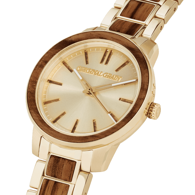 Zebrawood Gold Damen Barrel 36mm