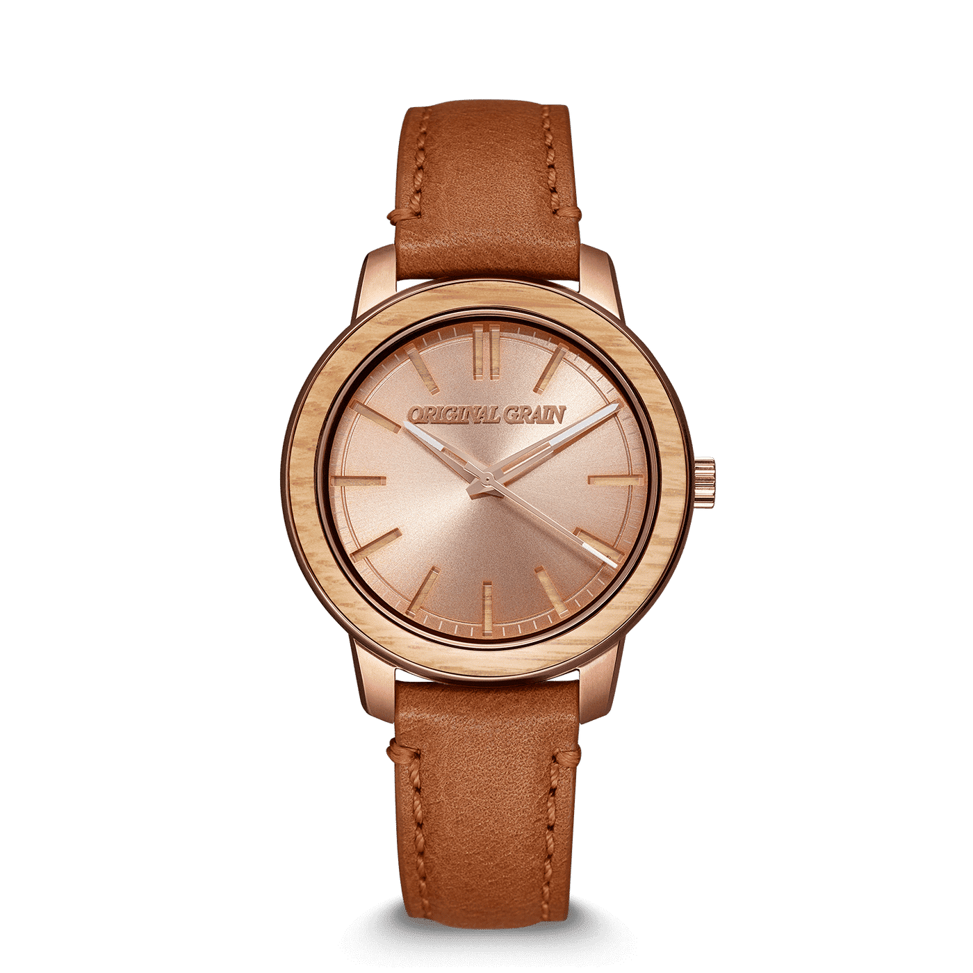Whiskey Rose Gold Damen Leder Barrel 36mm