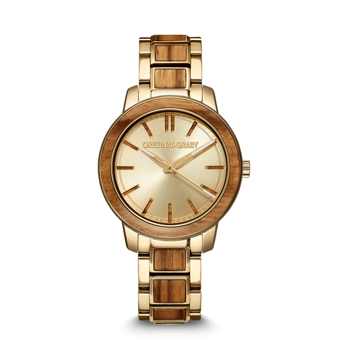 Zebrawood Gold Damen Barrel 36mm
